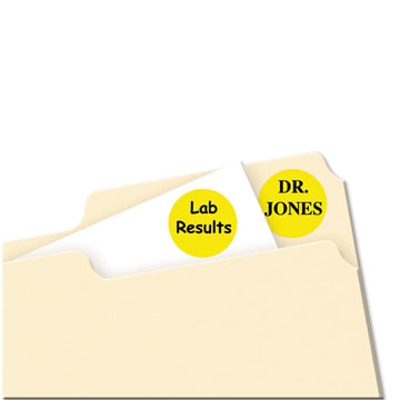 Avery® Printable Self-adhesive Removable Color-coding Labels, 0.75" Dia., Neon Yellow, 24-sheet, 42 Sheets-pack, (5470) freeshipping - TVN Wholesale